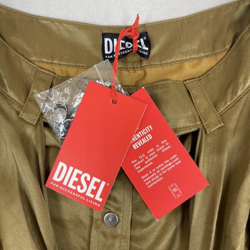 ディーゼル DIESEL スカート ひざ丈スカート オーバルDメタル ロゴ シルク混 サテン スカート シャツ O-SUZ XS 金 / ゴールド / gold color レディース USED 古着 中古 50165450