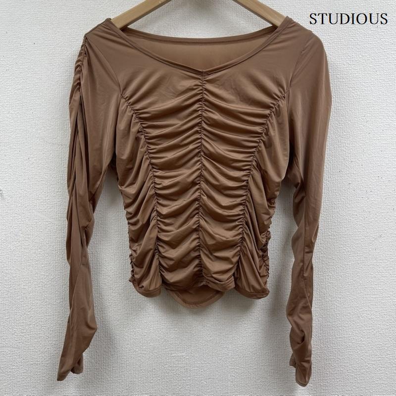 ステュディオス STUDIOUS シャツ、ブラウス 長袖 日本製 Gathered Skin Top ギャザー スキン トップス FREE 桃 / ピンク / pink レディース USED 古着 中古 50165451