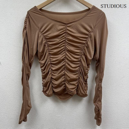ステュディオス STUDIOUS シャツ、ブラウス 長袖 日本製 Gathered Skin Top ギャザー スキン トップス FREE 桃 / ピンク / pink レディース USED 古着 中古 50165451