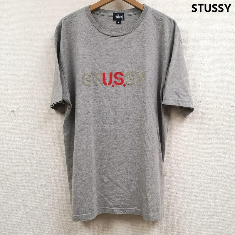 ステューシー STUSSY Tシャツ 半袖 90s 紺タグ USA製 フェルト ワッペン 半袖 Tシャツ L 灰 / グレー / gray メンズ USED 古着 中古 50165457