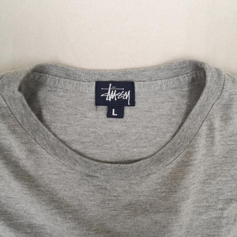 ステューシー STUSSY Tシャツ 半袖 90s 紺タグ USA製 フェルト ワッペン 半袖 Tシャツ L 灰 / グレー / gray メンズ USED 古着 中古 50165457