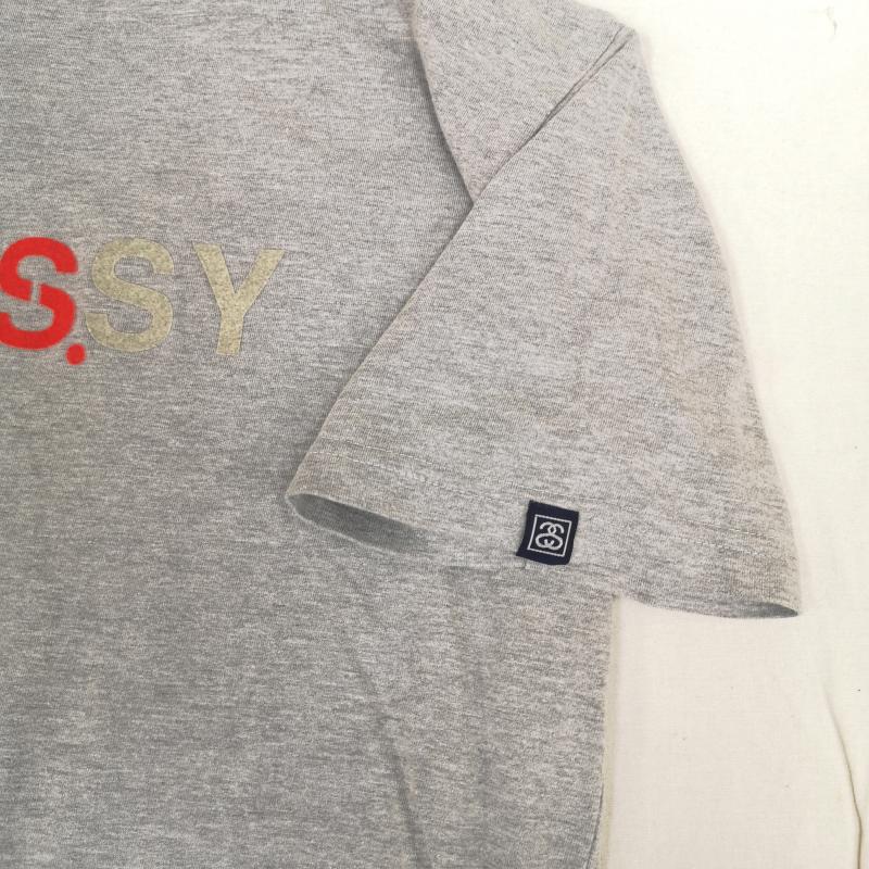 ステューシー STUSSY Tシャツ 半袖 90s 紺タグ USA製 フェルト ワッペン 半袖 Tシャツ L 灰 / グレー / gray メンズ USED 古着 中古 50165457