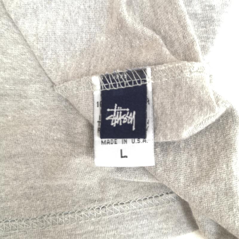 ステューシー STUSSY Tシャツ 半袖 90s 紺タグ USA製 フェルト ワッペン 半袖 Tシャツ L 灰 / グレー / gray メンズ USED 古着 中古 50165457