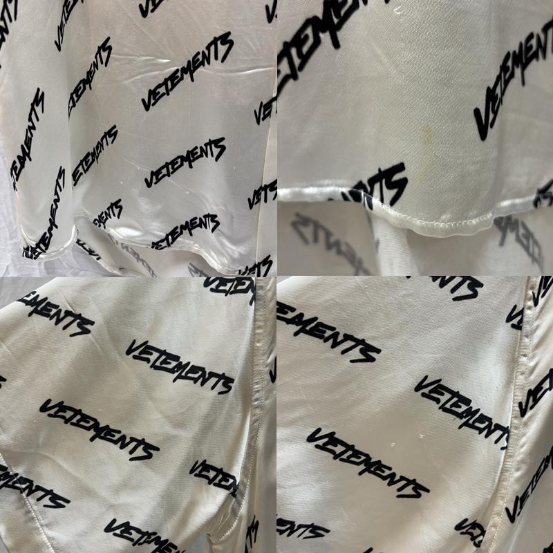 ヴェトモン VETEMENTS シャツ、ブラウス 半袖 UE52SH260B ロゴ 総柄 ナイロン オーバーサイズ 半袖 シャツ S 白 / ホワイト / white X 黒 / ブラック / black メンズ USED 古着 中古 50165458