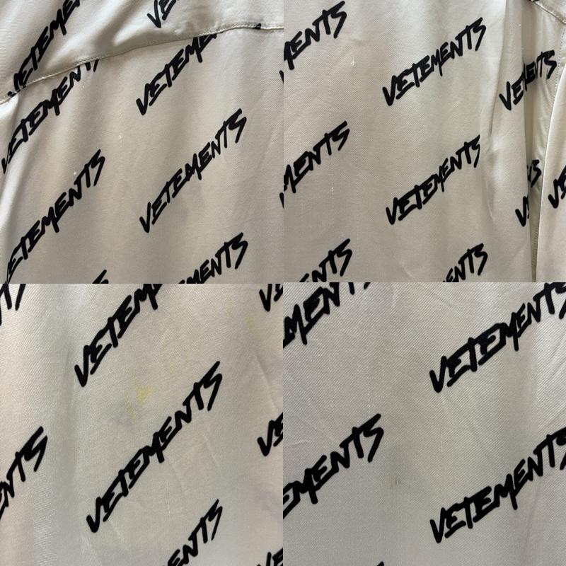 ヴェトモン VETEMENTS シャツ、ブラウス 半袖 UE52SH260B ロゴ 総柄 ナイロン オーバーサイズ 半袖 シャツ S 白 / ホワイト / white X 黒 / ブラック / black メンズ USED 古着 中古 50165458