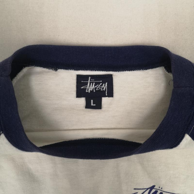 ステューシー STUSSY カットソー 七分袖 00s USA製 切り替え スケボー スケートボード ラグランTシャツ L 紺 / ネイビー / navy メンズ USED 古着 中古 50165460