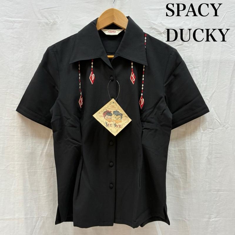 古着 USED シャツ、ブラウス 半袖 Spacy Ducky スペーシーダッキー ダイヤ柄 オープンカラー 開襟 ロカビリー シャツ M レディース USED 古着 中古 50165475