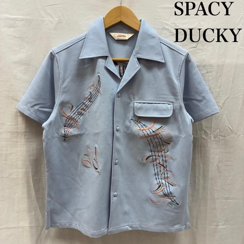 古着 USED シャツ、ブラウス 半袖 Spacy Ducky スペーシーダッキー 音符 チェーンステッチ オープンカラー 開襟 短丈 ロカビリー シャツ XS メンズ USED 古着 中古 50165476