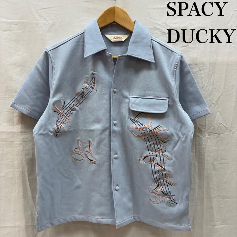 古着 USED シャツ、ブラウス 半袖 Spacy Ducky スペーシーダッキー 音符 チェーンステッチ オープンカラー 開襟 ロカビリー シャツ XS メンズ USED 古着 中古 50165477