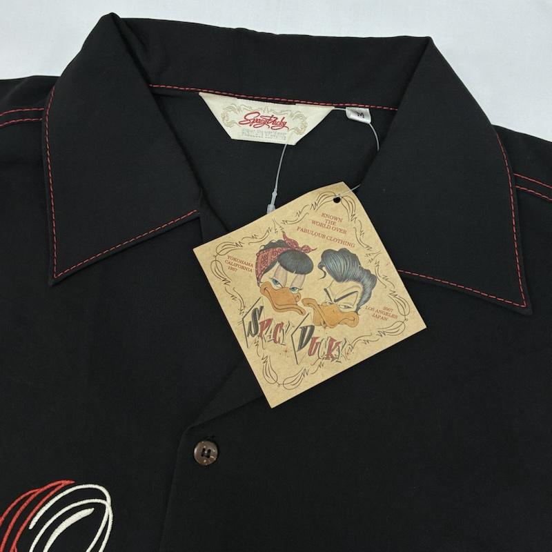 古着 USED シャツ、ブラウス 半袖 Spacy Ducky スペーシーダッキー パイピング ステッチ 裾ボタン オープンカラー 開襟 ロカビリー シャツ M メンズ USED 古着 中古 50165478
