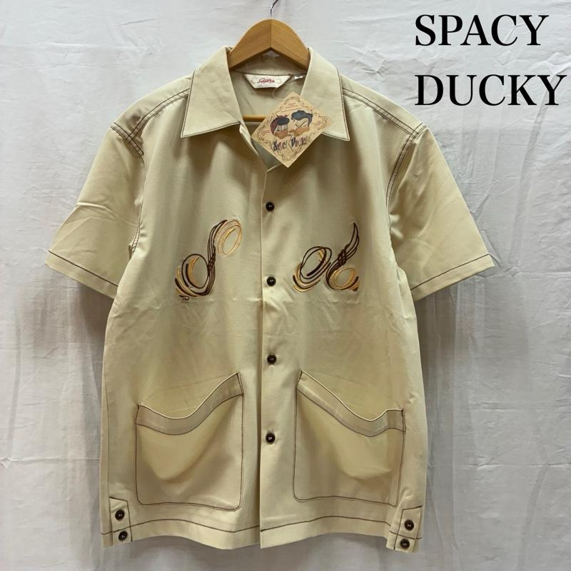 古着 USED シャツ、ブラウス 半袖 Spacy Ducky スペーシーダッキー パイピング ステッチ 裾ボタン オープンカラー 開襟 ロカビリー シャツ M メンズ USED 古着 中古 50165479