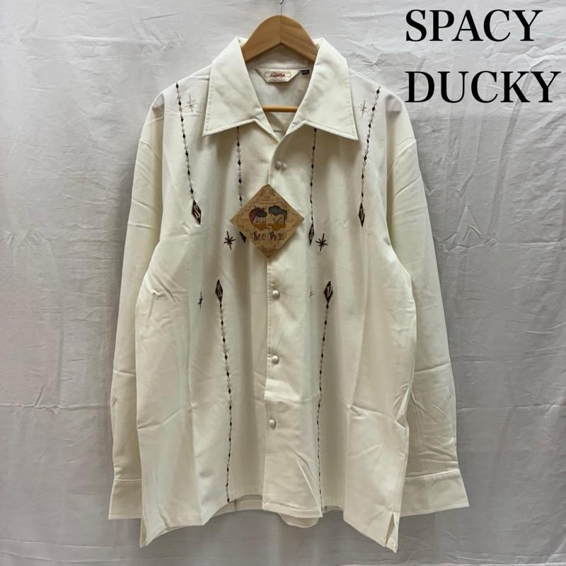 古着 USED シャツ、ブラウス 長袖 Spacy Ducky スペーシーダッキー ダイヤ柄 刺繍 オープンカラー 開襟 ロカビリー シャツ XXL メンズ USED 古着 中古 50165488