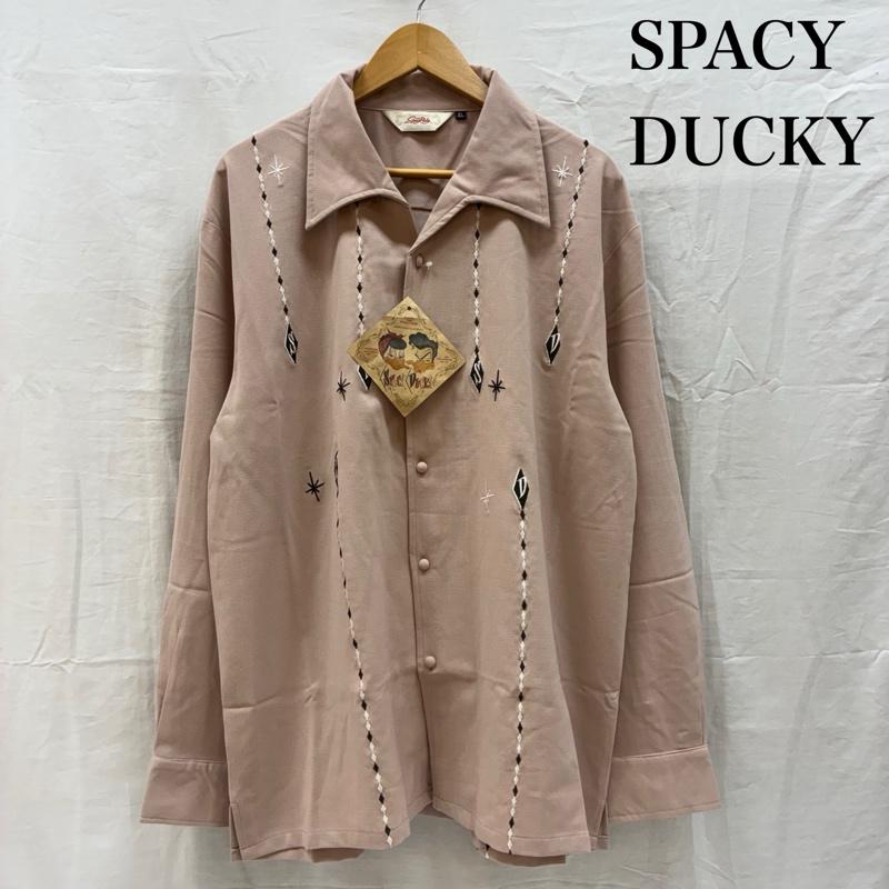 古着 USED シャツ、ブラウス 長袖 Spacy Ducky スペーシーダッキー ダイヤ柄 刺繍 オープンカラー 開襟 ロカビリー シャツ XL メンズ USED 古着 中古 50165491