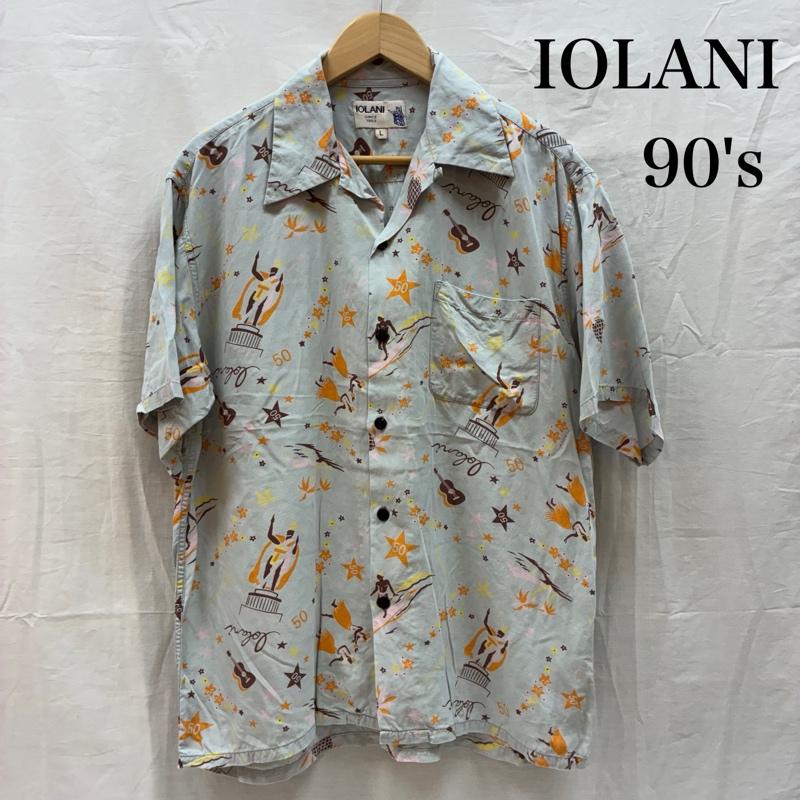 イオラニ IOLANI シャツ、ブラウス 半袖 90s レーヨン オープンカラー アロハシャツ ヴィンテージ L メンズ USED 古着 中古 50165494