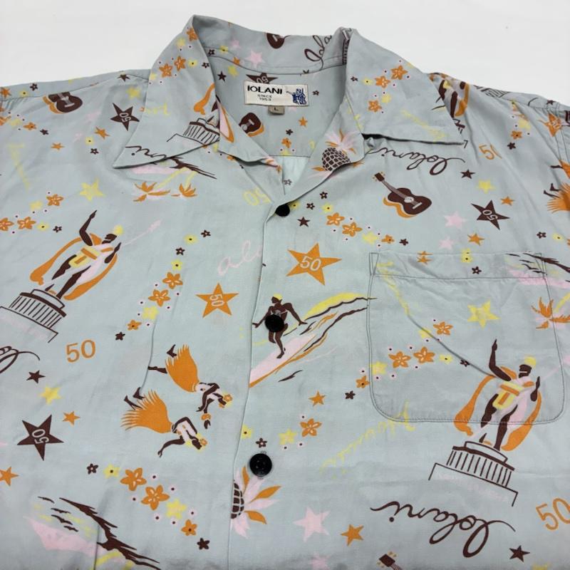 イオラニ IOLANI シャツ、ブラウス 半袖 90s レーヨン オープンカラー アロハシャツ ヴィンテージ L メンズ USED 古着 中古 50165494