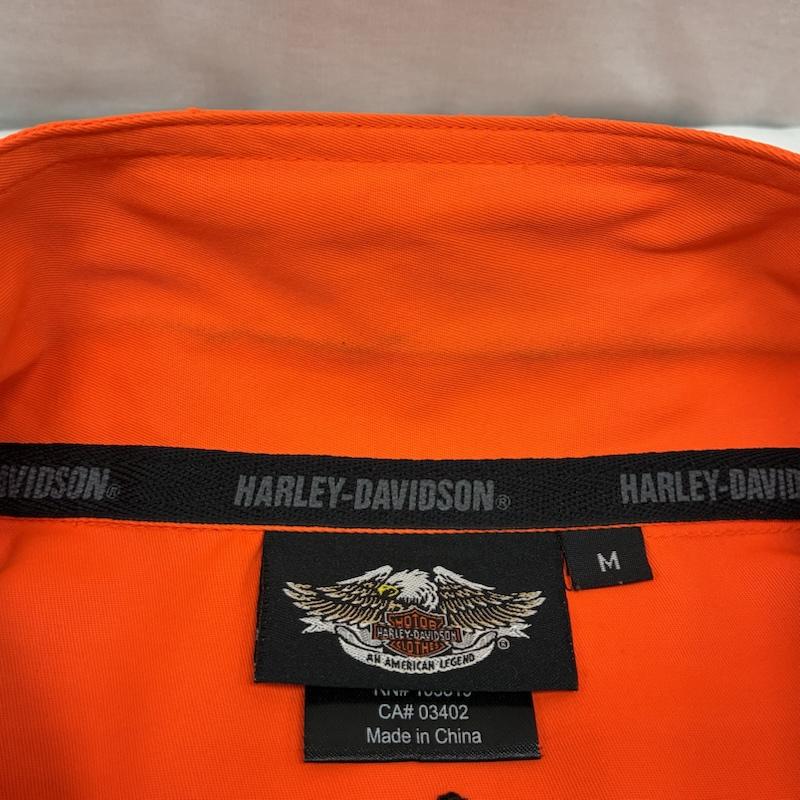 ハーレーダビッドソン Harley-Davidson シャツ、ブラウス 半袖 シールド ワッペン リフレクター ライン オープンカラー ワークシャツ M メンズ USED 古着 中古 50165495