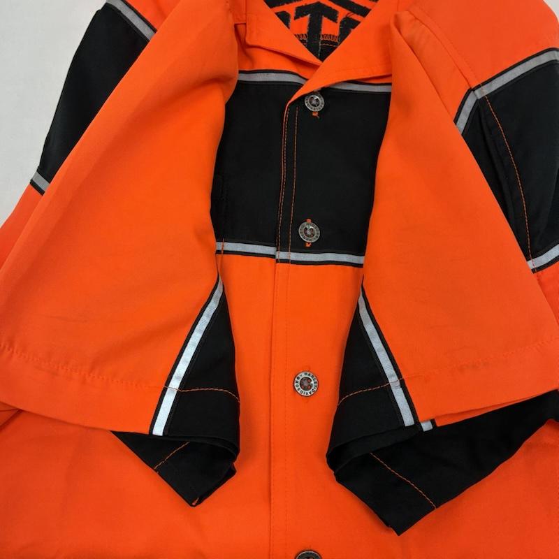 ハーレーダビッドソン Harley-Davidson シャツ、ブラウス 半袖 シールド ワッペン リフレクター ライン オープンカラー ワークシャツ M メンズ USED 古着 中古 50165495