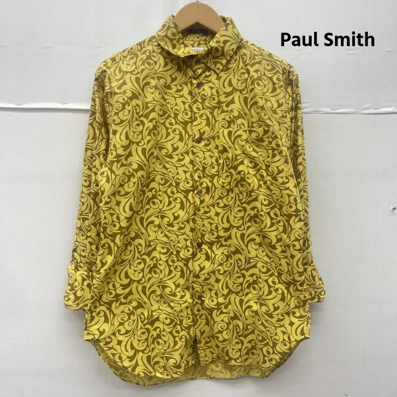 ポールスミス Paul Smith シャツ、ブラウス 長袖 日本製 アラベスク 唐草模様 総柄 長袖 デザイン シャツ L 黄 / イエロー / yellow メンズ USED 古着 中古 50165496