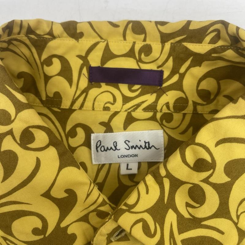 ポールスミス Paul Smith シャツ、ブラウス 長袖 日本製 アラベスク 唐草模様 総柄 長袖 デザイン シャツ L 黄 / イエロー / yellow メンズ USED 古着 中古 50165496