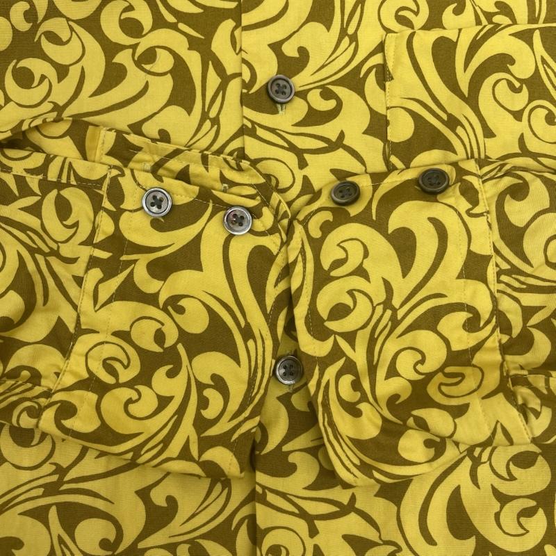 ポールスミス Paul Smith シャツ、ブラウス 長袖 日本製 アラベスク 唐草模様 総柄 長袖 デザイン シャツ L 黄 / イエロー / yellow メンズ USED 古着 中古 50165496