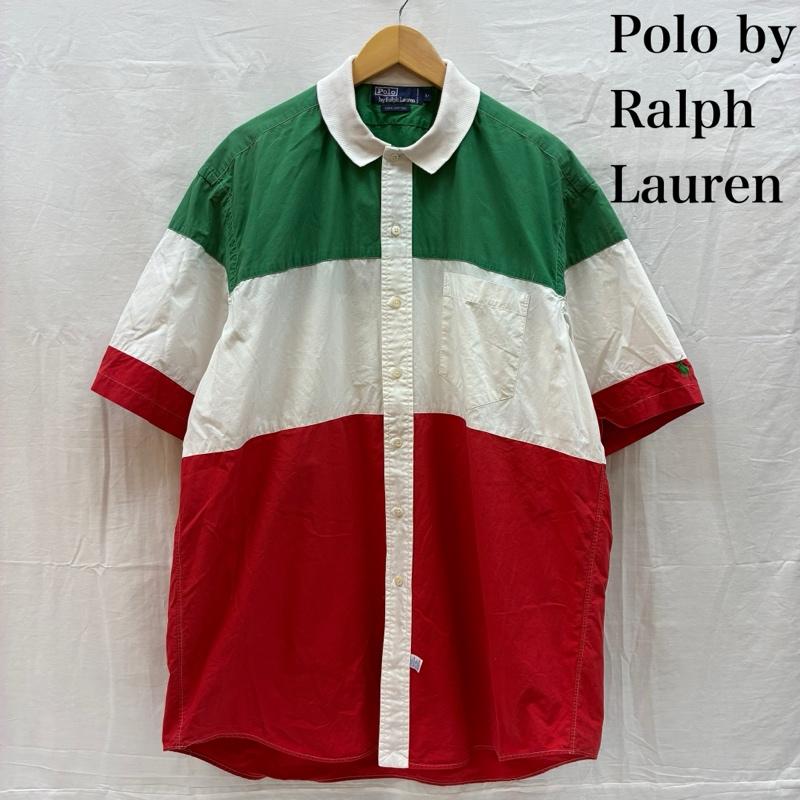 ポロバイラルフローレン Polo by RALPH LAUREN シャツ、ブラウス 半袖 90s シンガポール製 イタリアカラー リブ襟 袖 ポニー 刺繍 ビッグサイズ シャツ L メンズ USED 古着 中古 50165499