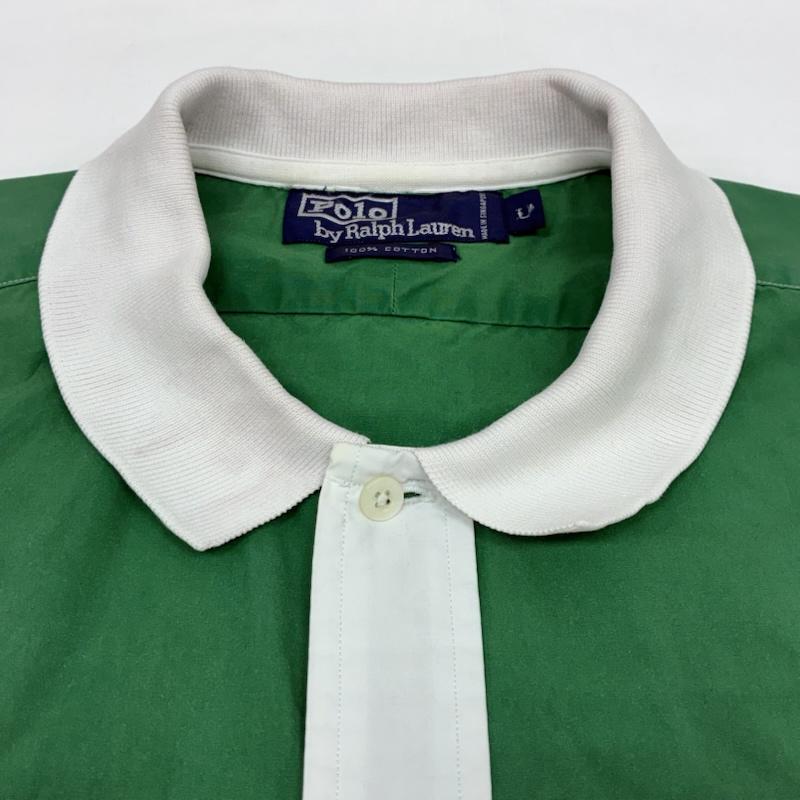 ポロバイラルフローレン Polo by RALPH LAUREN シャツ、ブラウス 半袖 90s シンガポール製 イタリアカラー リブ襟 袖 ポニー 刺繍 ビッグサイズ シャツ L メンズ USED 古着 中古 50165499
