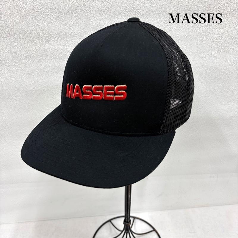 古着 USED 帽子 キャップ MASSES マシス メッシュ ロゴ 刺繍 スナップバック トラッカー キャップ - ロゴ、文字 X 刺繍 黒 / ブラック / black X 赤 / レッド / red メンズ USED 古着 中古 50165504