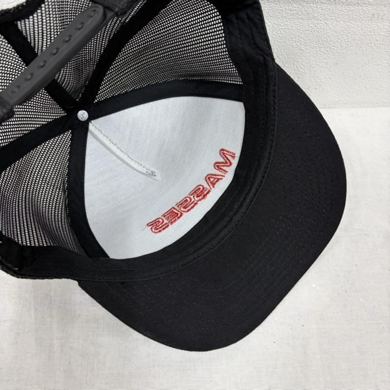 古着 USED 帽子 キャップ MASSES マシス メッシュ ロゴ 刺繍 スナップバック トラッカー キャップ - ロゴ、文字 X 刺繍 黒 / ブラック / black X 赤 / レッド / red メンズ USED 古着 中古 50165504