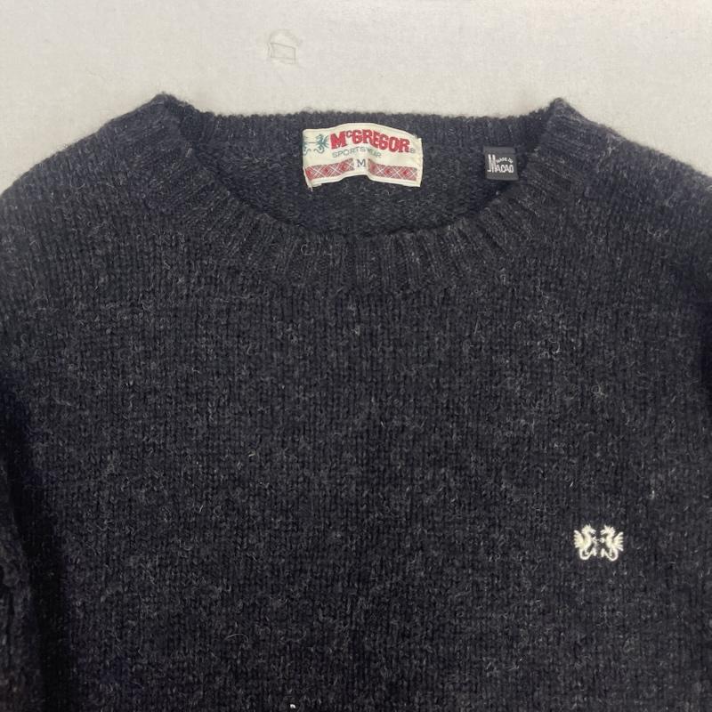 マックレガー McGREGOR ニット、セーター 長袖 80s 90s ヴィンテージ 刺繍 クルーネック ニット スウェット M 黒 / ブラック / black メンズ USED 古着 中古 50165506