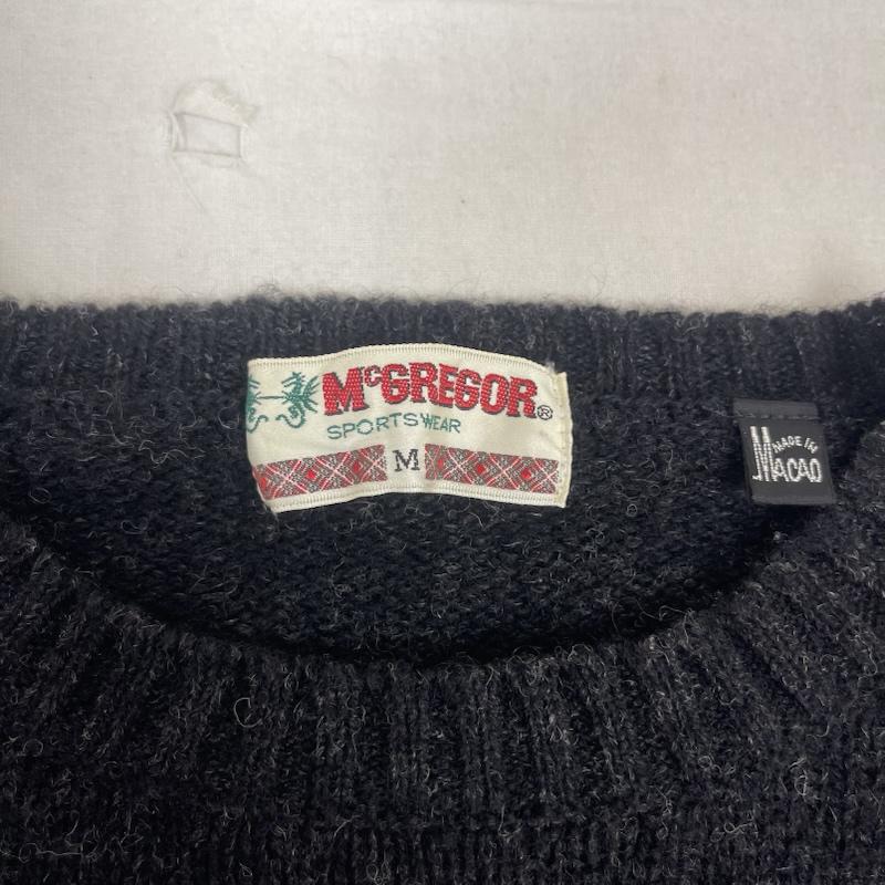 マックレガー McGREGOR ニット、セーター 長袖 80s 90s ヴィンテージ 刺繍 クルーネック ニット スウェット M 黒 / ブラック / black メンズ USED 古着 中古 50165506