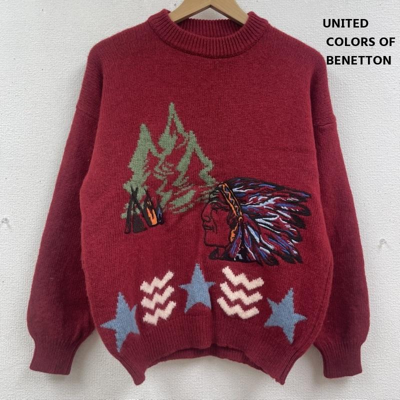古着 USED ニット、セーター 長袖 UNITED COLORS OF BENETTON イタリア製 ヴィンテージ ウール ニット セーター S 赤 / レッド / red メンズ USED 古着 中古 50165509
