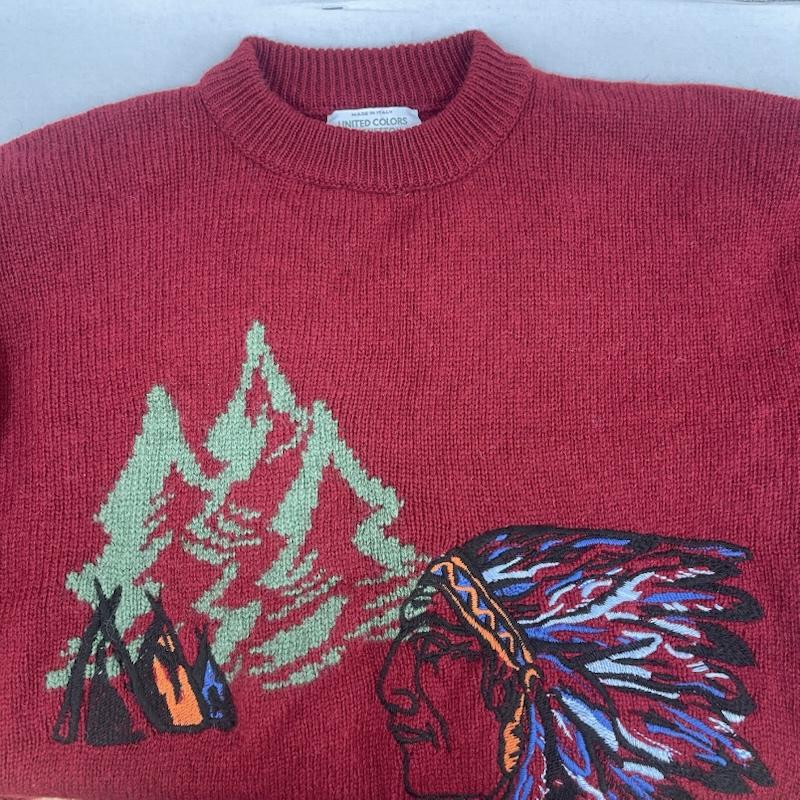 古着 USED ニット、セーター 長袖 UNITED COLORS OF BENETTON イタリア製 ヴィンテージ ウール ニット セーター S 赤 / レッド / red メンズ USED 古着 中古 50165509