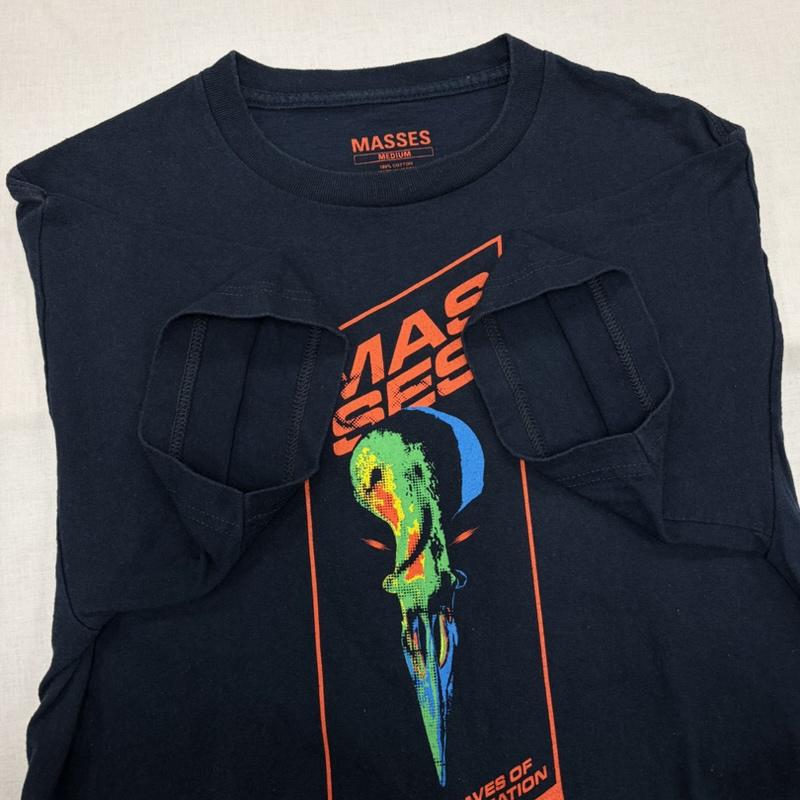古着 USED Tシャツ 半袖 MASSES マシス 半袖 グラフィックロゴ プリント Tシャツ 日本製 M ロゴ、文字 X プリント 紺 / ネイビー / navy X 橙 / オレンジ / orange X 緑 / グリーン / green メンズ USED 古着 中古 50165510