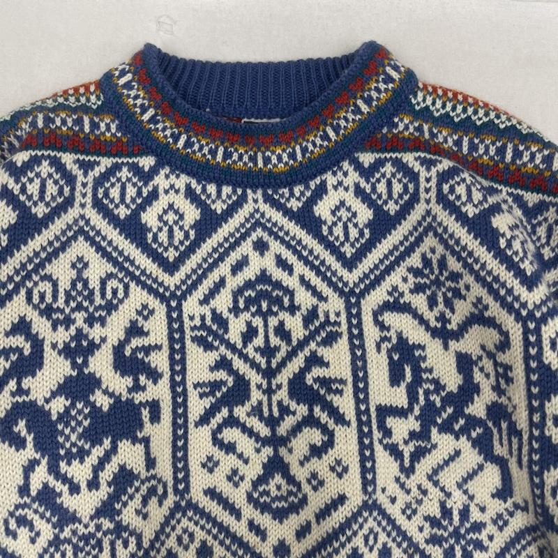 ダーレ オブ ノルウェイ DALE OF NORWAY ニット、セーター 長袖 80s 90s ヴィンテージ ノルディック柄 幾何学模様 ニット セーター S 青 / ブルー / blue メンズ USED 古着 中古 50165511
