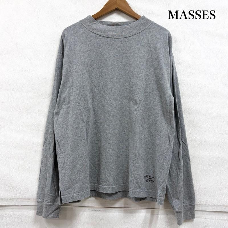 古着 USED Tシャツ 長袖 MASSES マシス 長袖 Tシャツ 無地 ロンT ロゴ 刺繍 日本製 S 無地 X ロゴ、文字 X 刺繍 灰 / グレー / gray メンズ USED 古着 中古 50165513