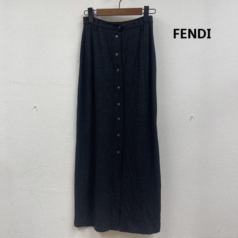 フェンディ FENDI スカート ロングスカート イタリア製 ヴィンテージ フロントボタン マキシ丈 ナロー スカート ダークグレー / ダークグレー / レディース USED 古着 中古 50165515