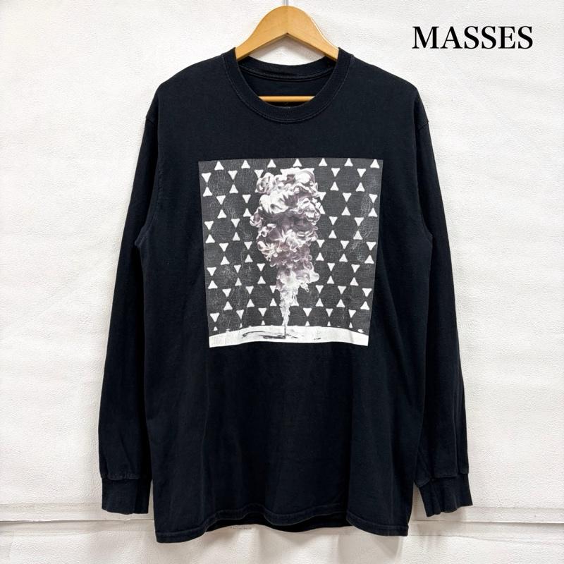 古着 USED Tシャツ 長袖 MASSES マシス 長袖 Tシャツ ロンT フォト グラフィック プリント 梅川良満 M ロゴ、文字 X プリント 黒 / ブラック / black X 白 / ホワイト / white メンズ USED 古着 中古 50165516