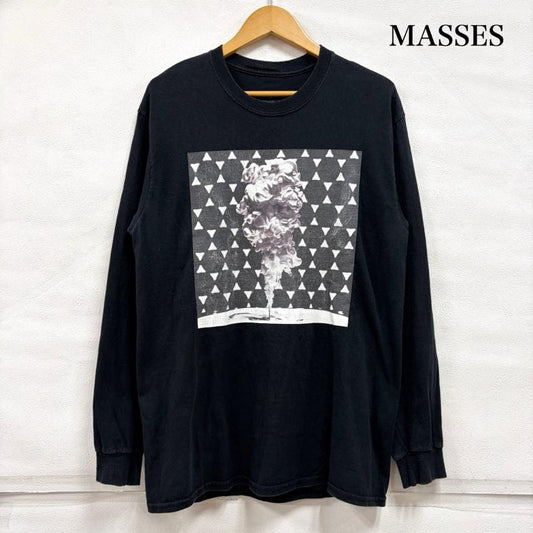 古着 USED Tシャツ 長袖 MASSES マシス 長袖 Tシャツ ロンT フォト グラフィック プリント 梅川良満 M ロゴ、文字 X プリント 黒 / ブラック / black X 白 / ホワイト / white メンズ USED 古着 中古 50165516