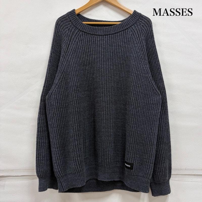 古着 USED ニット、セーター 長袖 MASSES マシス クルーネック 長袖 セーター プルオーバー ニット リブ ロゴ パッチ ラグラン M ワンポイント X ロゴ、文字 メンズ USED 古着 中古 50165517