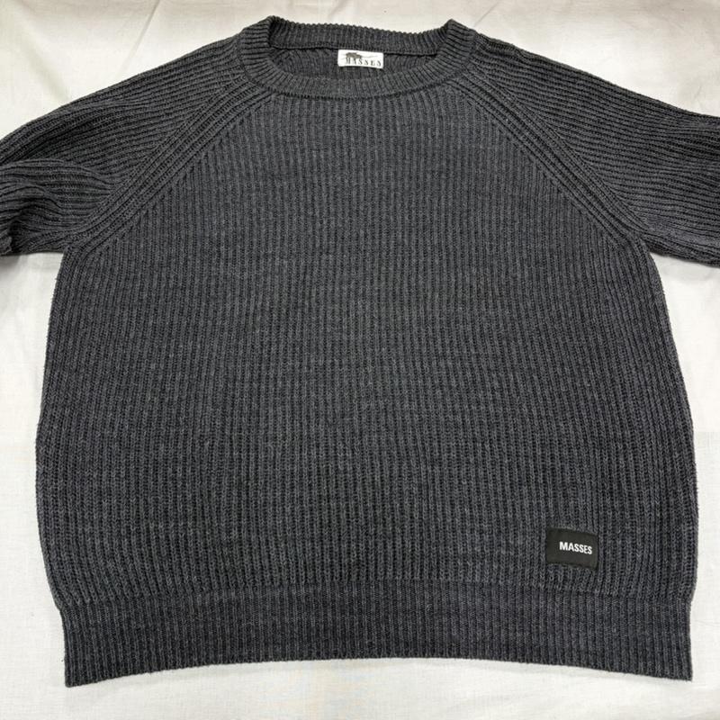 古着 USED ニット、セーター 長袖 MASSES マシス クルーネック 長袖 セーター プルオーバー ニット リブ ロゴ パッチ ラグラン M ワンポイント X ロゴ、文字 メンズ USED 古着 中古 50165517