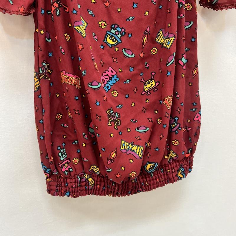 ヒステリックグラマー HYSTERIC GLAMOUR シャツ、ブラウス 半袖 90s-00s COSMIC 宇宙柄 シアーブラウス archive y2k FREE ボルドー / ボルドー / レディース USED 古着 中古 50165518
