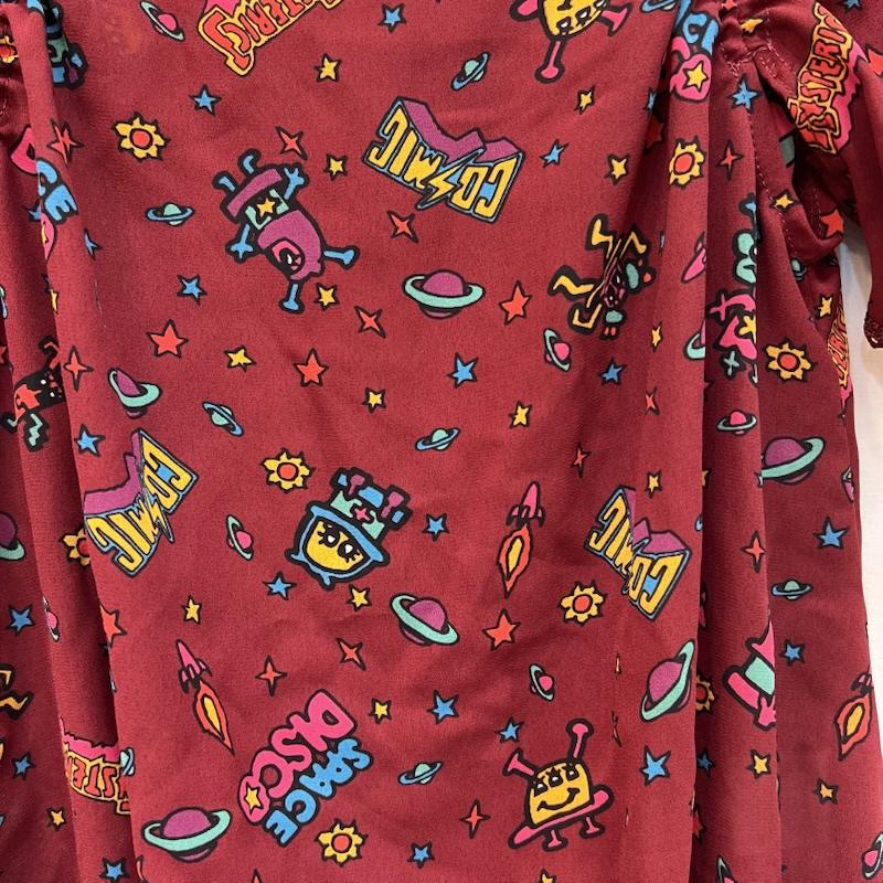 ヒステリックグラマー HYSTERIC GLAMOUR シャツ、ブラウス 半袖 90s-00s COSMIC 宇宙柄 シアーブラウス archive y2k FREE ボルドー / ボルドー / レディース USED 古着 中古 50165518