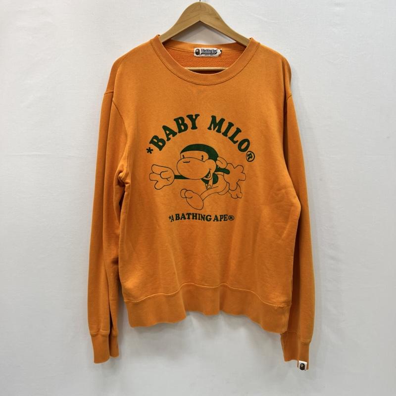アベイシングエイプ A BATHING APE トレーナー 長袖 BABY MILO マイロ クルーネック スウェット トレーナー L 橙 / オレンジ / orange メンズ USED 古着 中古 50165525