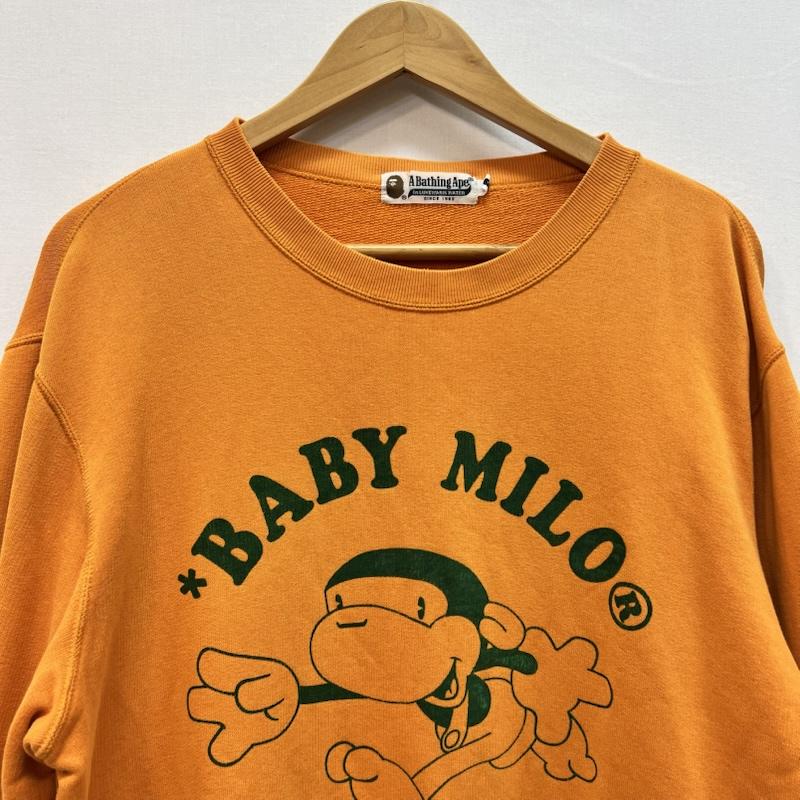 アベイシングエイプ A BATHING APE トレーナー 長袖 BABY MILO マイロ クルーネック スウェット トレーナー L 橙 / オレンジ / orange メンズ USED 古着 中古 50165525