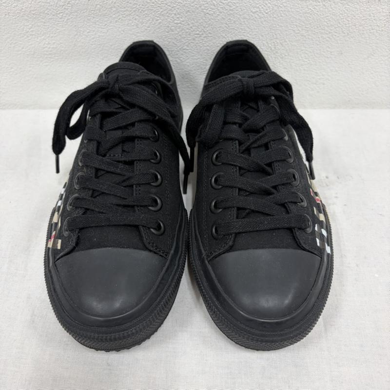 バーバリー BURBERRY スニーカー スニーカー ローカット キャンバス スニーカー ノバチェック 36 ラークホール 23.0cm ロゴ、文字 X プリント X チェック 黒 / ブラック / black X ベージュ / ベージュ / beige レディース USED 古着 中古 50165531