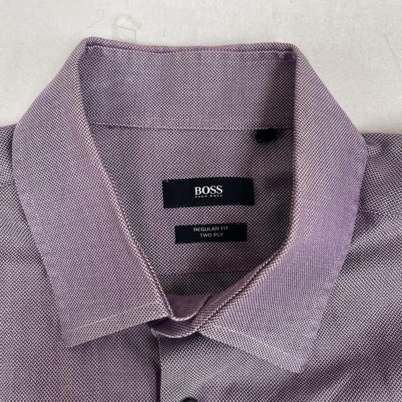 ヒューゴボス HUGO BOSS シャツ、ブラウス 長袖 レギュラーフィット カジュアル ビジネス 長袖 シャツ 44 紫 / パープル / purple メンズ USED 古着 中古 50165550