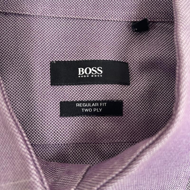 ヒューゴボス HUGO BOSS シャツ、ブラウス 長袖 レギュラーフィット カジュアル ビジネス 長袖 シャツ 44 紫 / パープル / purple メンズ USED 古着 中古 50165550