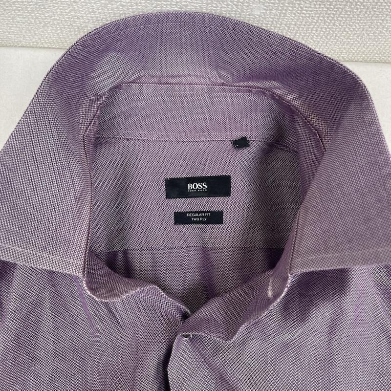 ヒューゴボス HUGO BOSS シャツ、ブラウス 長袖 レギュラーフィット カジュアル ビジネス 長袖 シャツ 44 紫 / パープル / purple メンズ USED 古着 中古 50165550
