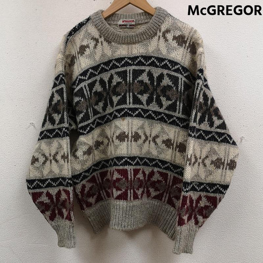マックレガー McGREGOR ニット、セーター 長袖 日本製 雪柄 ノルディック柄 ウール 厚手 ニット カーディガン G73-9615 L 灰 / グレー / gray メンズ USED 古着 中古 50165559