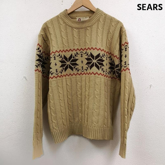 シアーズ SEARS ニット、セーター 長袖 ノルディック柄 雪柄 ケーブル編み 縄編み ボックスシルエット 厚手ニット セーター M ベージュ / ベージュ / beige メンズ USED 古着 中古 50165560